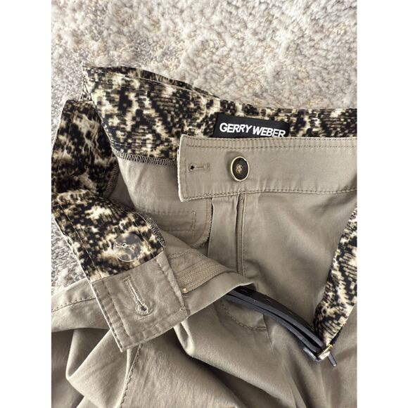 Gerry Weber Size 8 Casual Flat Front Belt Pants Gray Straight Leg Button Zip - Picture 8 of 10